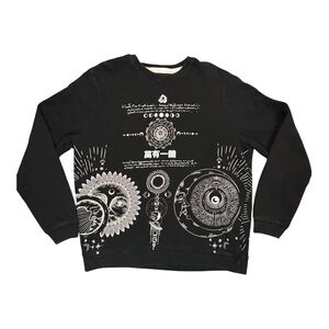Blind Rooster Sweatshirt Higher Plane Astrology Zodiac Celestial Gothic Black L